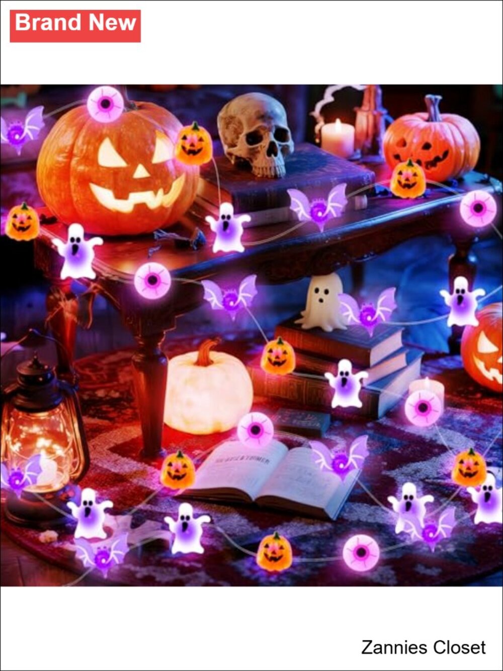 👻 16-Foot 50 LED Halloween String Lights Pumpkin Bat Ghost Waterproof USB